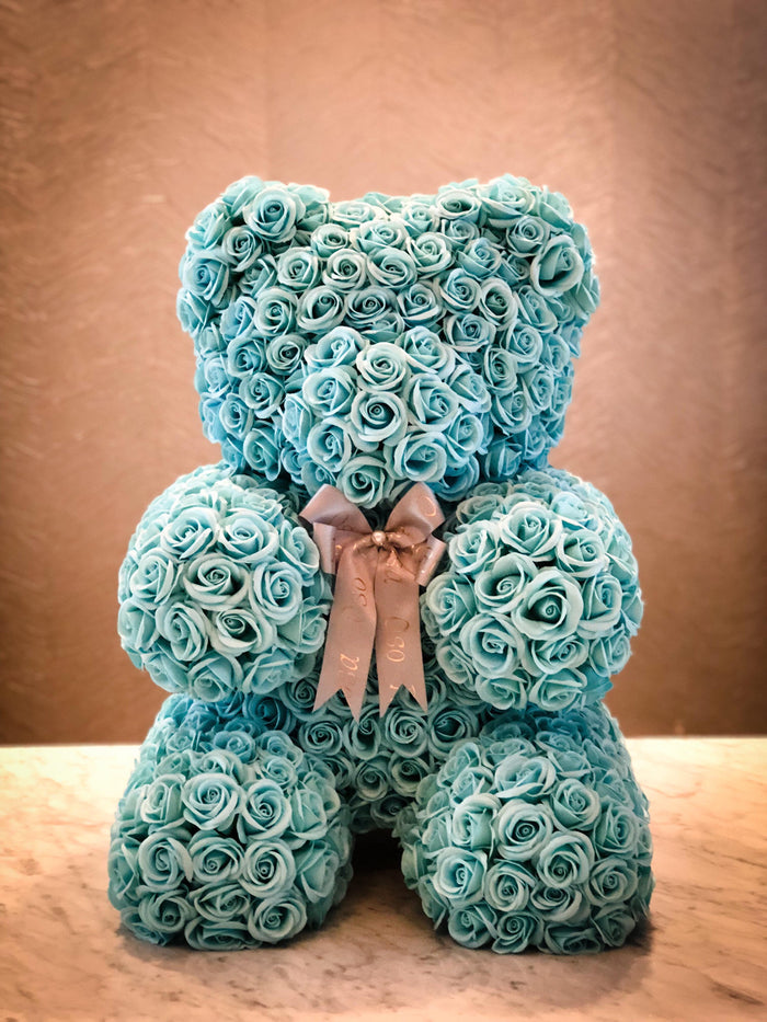 Tiffany blue rose bear- Baby, Sophistication, celebration