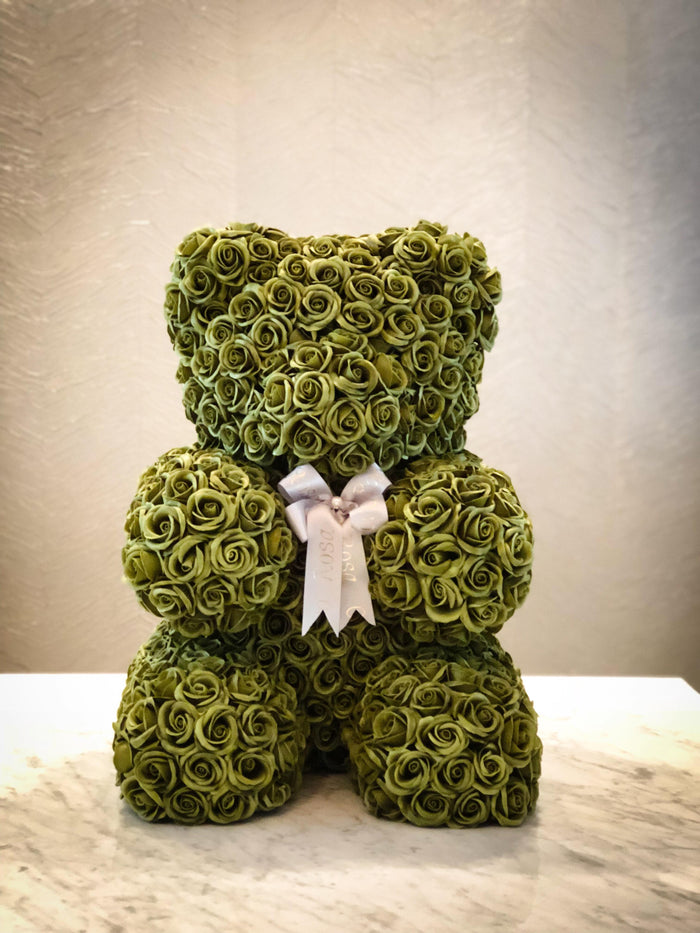 Green rose bear- Elegant, Forever, Peace, Health